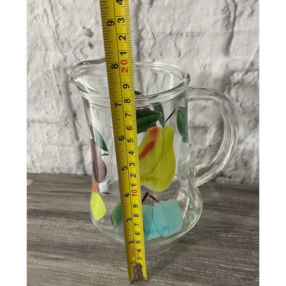Vintage Clear Glass Pitcher With Fruit Theme 60’s - Picture 3 of 8
